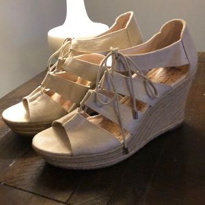Cream espadrille wedges.